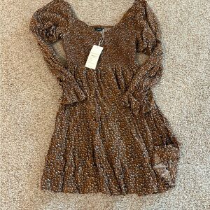 Brown Long Sleeve Dress